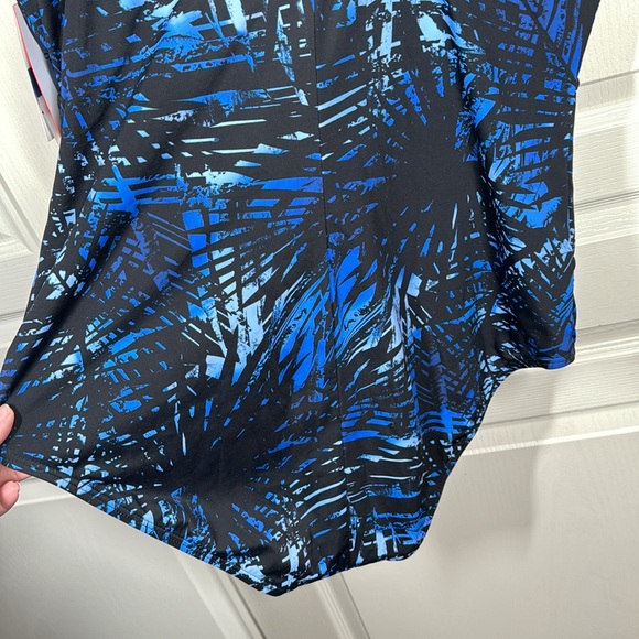 NEW Swimsuits for All Spliced tank one piece swimsuit blue Hawaiian print - Picture 11 of 14